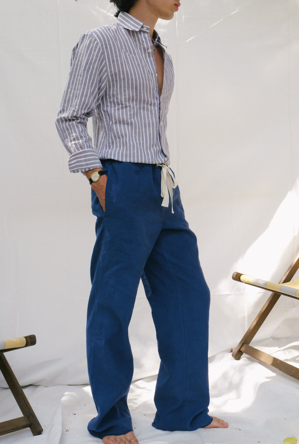 Chemise en lin à rayures