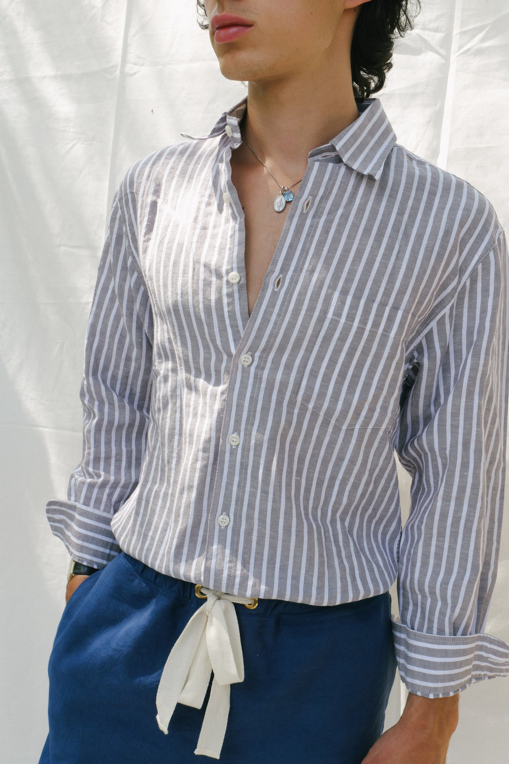 Chemise en lin à rayures