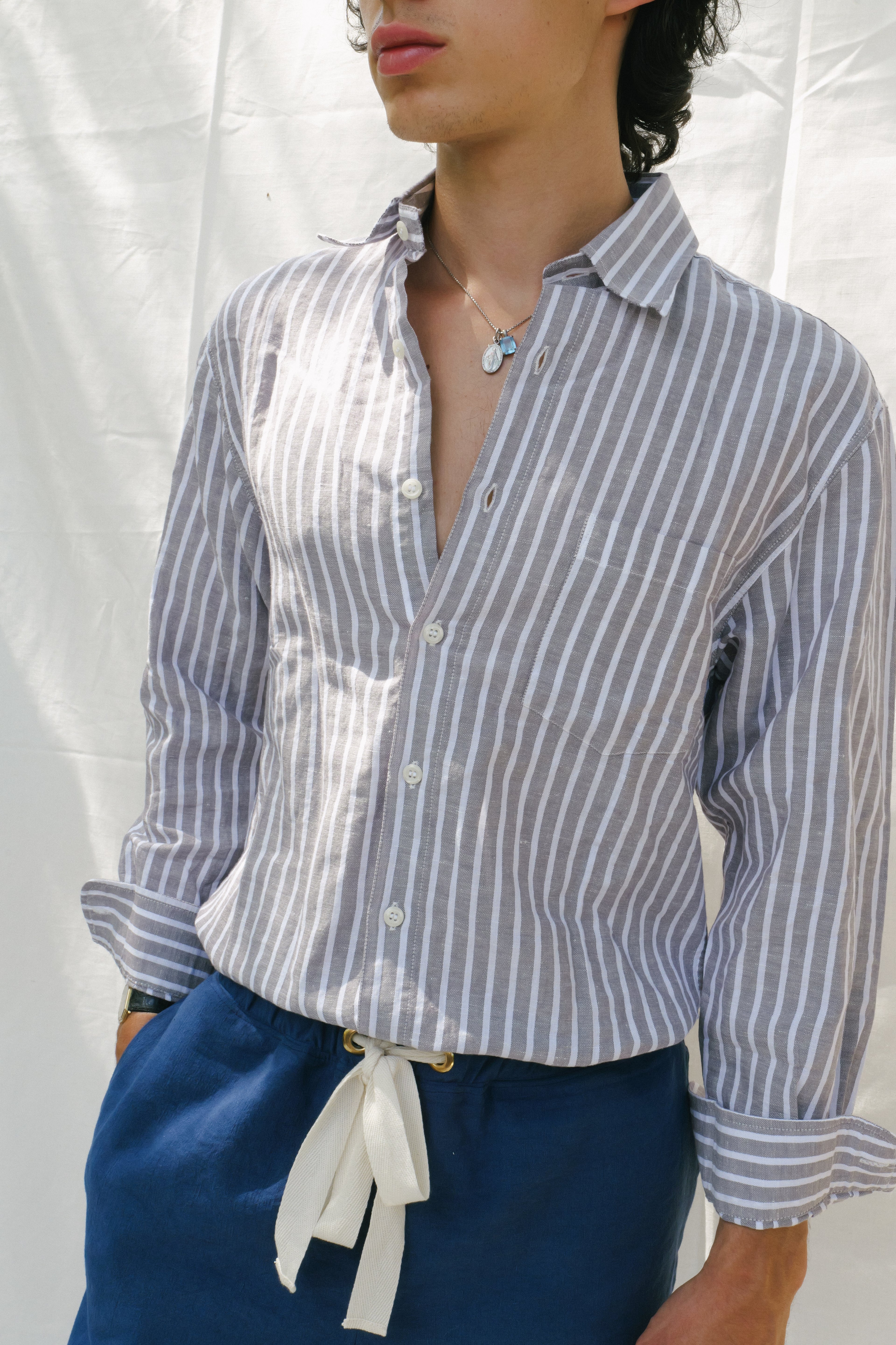 Chemise en lin à rayures